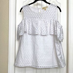 Michael Kors Lace Cold-Shoulder Ruffle Blouse